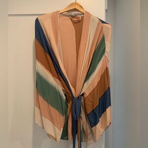 INDAH stripe kimono silk top with belt